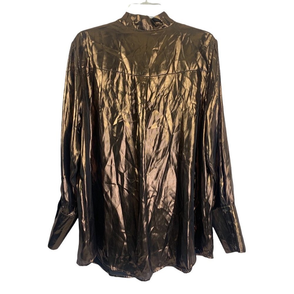 Rebel Women's Buttoned Down Bronze Blouse - Picture 2 of 6